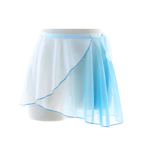 Women Ballet Skirt Gradient Chiffon Wrap Dance Tutu Sheer Stretchy Ballet Practice Skirt Training