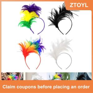 【ZTOYL】 Colorful Mardi Gras Feather Headband Flapper Headpiece Adult Party Costume Hair Accessories