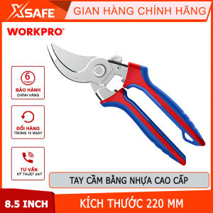 Kéo cắt tỉa cành tay cầm bằng nhựa lưỡi dao 50CR-V kích thước: 8.5 inches Workpro - WP332013