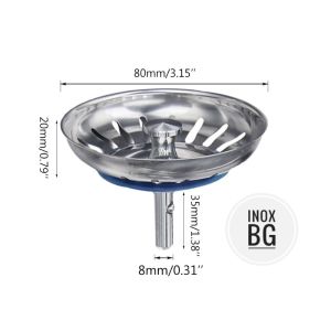 Nắp Chặn Rác Bồn Rửa Chén Đường Kính 80mm chất liệu Inox 304