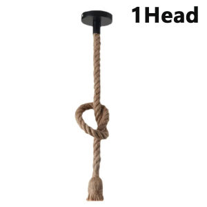 ️❤️【Local Send Out】 【1/2Head】LOFT Rural Retro Hemp Rope Chandelier Restaurant Bar Table Coffee Shop Window Creativity E27/E26 Vintage Rope Hanging Lamp CYB-Rope-Lamp-Base