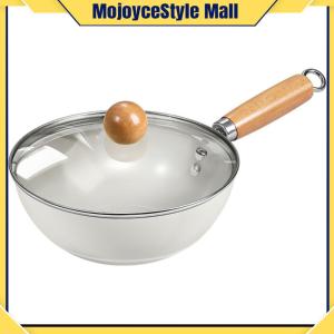 Ceramic Woks & Stir-Fry Pans with Cool-Touch Handle Nonstick Wok Round Flat Bottom Cookware for Induction Ceramic Electric and Gas Cooktops