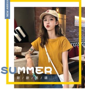 Women Short Sleeve T-Shirt Summer Popular Ladies/Girls Cloth 100% Cotton Short Size