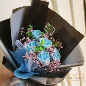 HER.FLORIST Rose Regular Soap Flower Dyed Baby Breath Flowers Bouquet / Buket Bunga Sabun Hadiah Kado
