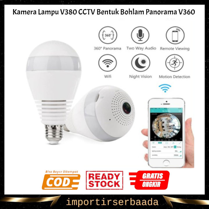IMP- Kamera Lampu V380 CCTV Bentuk Bohlam Panorama V360 SPY Camera Hidden  pengintai wifi IP Cam Wireless
