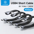 Hagibis Cáp dữ liệu USB 40gbps USB C để loại C cáp ngắn cáp sạc nhanh di động PD 240W 8K 60Hz Tương thích với Thunderbolt 3/4 usb4 thiết bị cổng Type-C cho sạc dự phòng SSD. 