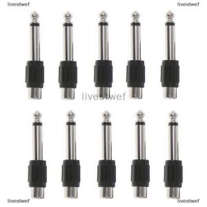 [COD] livestwef 10 Pcs RCA Female Jack To 6.35mm 1/4" Male Mono Plug Audio Adapter Connector