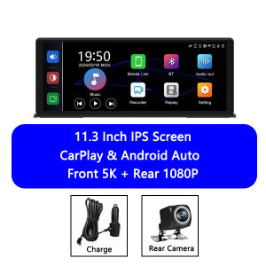 EKLEVA 11.3 inch Car DVR 5K Dash Cam Dual Lens Wireless Carplay & Android Auto Video Recorder Monitor Navigation 5G Wifi FM