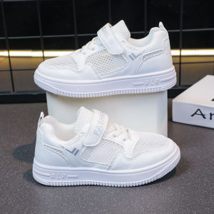 Campus Little White Shoes 2024 New Boys Board Shoes Girls Low Top Leather Performance White Soft Sole Lightweight Sports Shoes