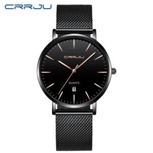 CRRJU Mens Watch Dial Mesh Watches Ultra Thin Casual Quartz Watch for Men Sport Date Clock Blue (2270)
