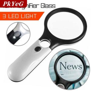 [COD] PkYeG 3LED 45X เบาแว่นขยายมือถือแว่นขยายอ่านหนังสือเลนส์เครื่องประดับ Loupe