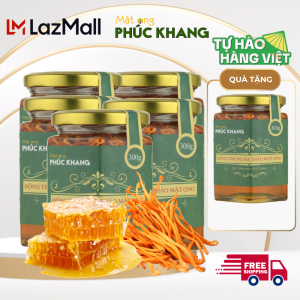 Combo 5 Hũ Mật Ong Đông Trùng Hạ Thảo Phúc Khang 350g – Tặng thêm 1 hũ - Tăng Cường Sức Khỏe - Bổ Dưỡng  Tăng Sức Đề Kháng