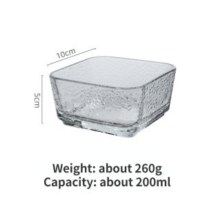 Glass Bowl Square Snack Candy Bowl Desserts Ice Cream Cake Fruit Salad Bowl Transparent Desktop Home Decoration