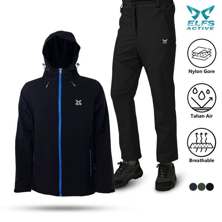 ELFS ACTIVE BUNDLE Celana Size XL Hitam dan Jaket Hiking Pria