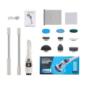 อุปกรณ์ทำความสะอาดแปรงที่มีประสิทธิภาพไฟฟ้ามือถืออเนกประสงค์แปรงทำความสะอาดไฟฟ้าแบบชาร์จไฟได้10-In-1สำหรับห้องครัวซิงค์ห้องน้ำล้างจาน