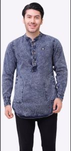 Baju Koko Kurta Jeans Pria Dewasa Lengan Panjang Bahan Denim Terbaru / Atasan Pria