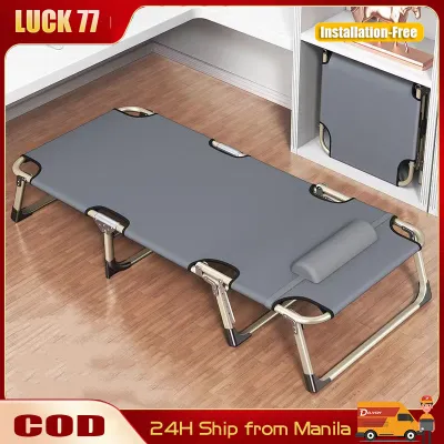 LUCK Folding Bed Portable Bed Single Bed With Foam Foldable Chair Thick Support 300KG Foldable Bed Outdoor Backrest Adjustable Folding Office Sleep Bed Easy To Carry Multifunction Free Installation Folding Chair Sofa Bed