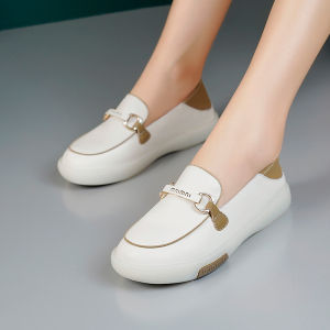 [Free Shipping] WomenS Slip-On Shoes For Spring And Autumn 2026 New Style White Shoes With Soft Soles Shallow-Cut Loafers Tendon-Soled Lightweight Flats For Women