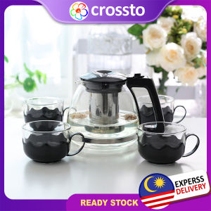 CROSSTO Glass Teapot Heat Resistant Tea Maker Teko with Detachable Washable Stainless Steel Filter Screen Heat Resistant Glass for Health Care Teapot