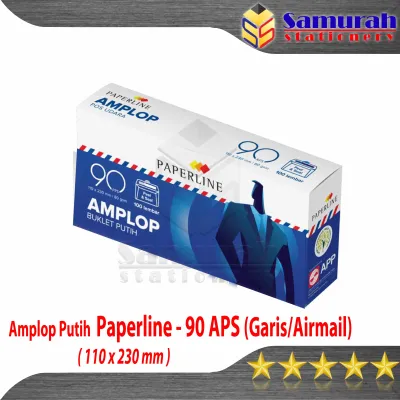 Amplop Kertas Putih Airmail Paperline 90 Aps Bergaris ( 110 x 230 mm ) isi 100 80 gsm Panjang