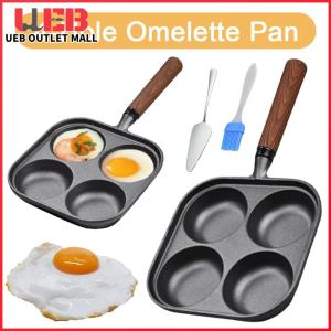 UEB 4-Cup Iron Egg Frying Pan with Handle Egg Cooker Fried Egg Pan Crepe Pan for Breakfast Fried Egg Pancakes Steaks Hamburger