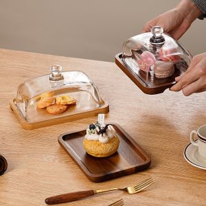 1 Pcs Wooden and Glass Butter Plates Can Hold Cakes Macarons Fruits and More Suitable for Showcasing Desserts At Afternoon Tea Hotels