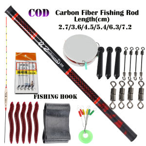 [COD]2.7M-7.2M Carbon Fiber Fishing Rod Ultralight Telescopic Fishing Rod Portable Spinning Fishing Rod With Free Gift