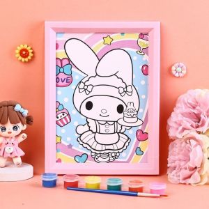 Sanrio น ่ ารักการ ์ ตูนเด ็ ก DIY ภาพวาด Graffiti ชุด Kuromi My Melody Cinnamoroll สีน ้ ําภาพวาดสีน ้ ํามันบรรจุภาพวาดสีของเล ่ นของขวัญสําหรับเด ็ ก