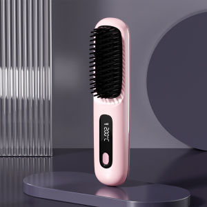 Cordless Hair Straightener Smooth Ceramic Hair Comb 3 Temp Settings Fast Heating LCD Display Portable Styling Comb USB