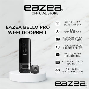Eazea Bello Pro Wi-Fi Digital Doorbell with Dual Camera | 1 Year Warranty | Free Installation | Video Recording | SD Card | Chimes | Wi-Fi | Mobile App