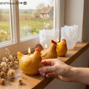 WP💓💛💖 3D Chicken Candle Silicone Mold Cute Chicken Crafts Plaster Resin Cement Mould DIY Animal Soap Making Tool For Easter Home Decor