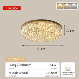 Nordic LED Crystal Bedroom Lights Modern Ceiling Lamp Tricolor Chandelier lights for Living Room With Remote