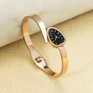 Vintage watch-style bracelet Serpentine Quartz Oval Dial Bracelet Roman numeral hollow stainless steel bracelet