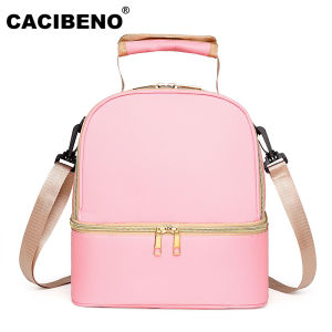 Cacibeno 2 Layers Cooler Bag Backpack Portable Thermal Insulation Lunch Bag For Breastmilk Storage Bag