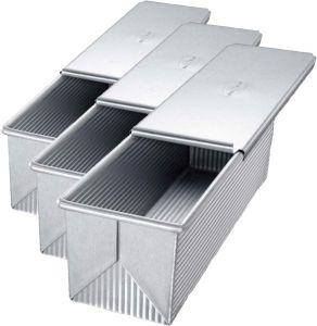 USA Pan Bakeware Pullman Loaf Pan with Cover 13 x 4 inch Nonstick & Quick Release Coating Made in the USA from Aluminized Steel
