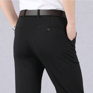 Elastic Suit Pants Men Slim Fit Stretch Thin Pants Business Long Straight Breathable Trousers 30-40