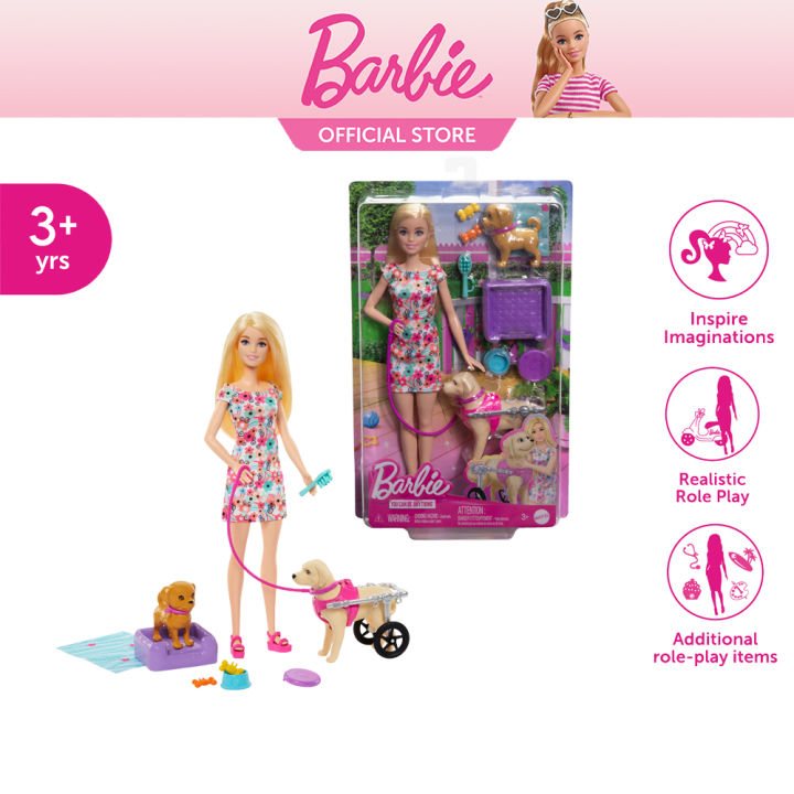 Barbie Walk and Wheels Doll with Dogs Playset บาร์บี้ เพลย์เซต