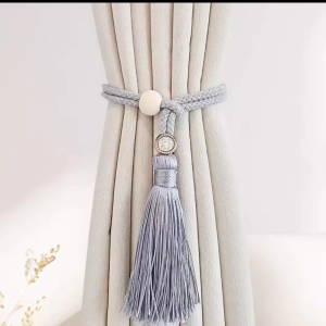 2pcs Handmade Wooden Bead Tassel Curtain Tieback