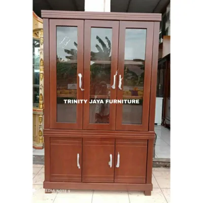 Lemari Buku/Rak Buku 3Pintu Kayu Plywood Bukan Serbuk /trinityjayafurniture