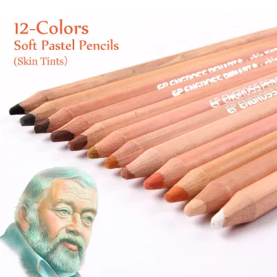 DUKEEN 12 Professional Soft Pastel Pencils Wood Skin Tints Pastel Colored Pencils For Drawing School Stationery