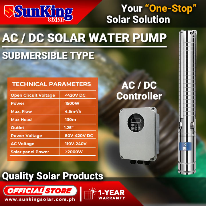 2hp 1500 watts AC / DC submersible Solar Water Pump with Charge ...