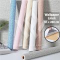 Perdana Wallpaper - Wallpaper Dinding Rumah Kelas Atas - Wallpaper Foam Linen Roll - Walpaper Dinding Kamar Tidur - Wallpaper Linen Coklat. 