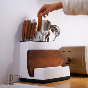 JustLiving Giá Nhà Bếp Đa Năng Bằng Nhựa Để Bàn Gia Dụng Giá Để Đũa Đĩa Dính Hộp Đựng Đồ Sắp Xếp Nhà Bếp Phụ Kiện Lưu Trữ Tủ