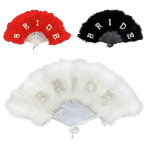 Premium 21 Feather Foldable Wedding Fan Multipurpose Cooling Tool And Photo Shoot Prop r Wedding Ceremony Accessories