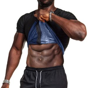 Vensslim Sweat Sauna Suits Men Polymer Zipper Body Shaper Slimming Short Sleeve Waist Trainer Heat Trapping Compression Corset