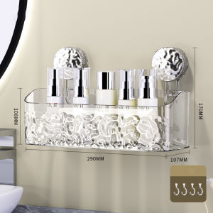 Light Luxury Style Glacier Pattern Suction Cup Shelf No-drill Corner Shelf Shower Storage Rack Holder Bathroom Wall Rack