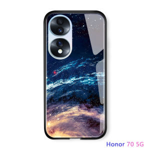 Hontinga Casing Case For Honor X7C X5C X7D X9D 5G X9C Smart 5G 90 Lite 5G 70 5G X8 X6A Case Fantasy Space Luxury Aurora Moon Starry Elk Casing Shockproof Galaxy Case Tempered Glass Phone Case Back Cover Casing Hard Case For Girls For Women