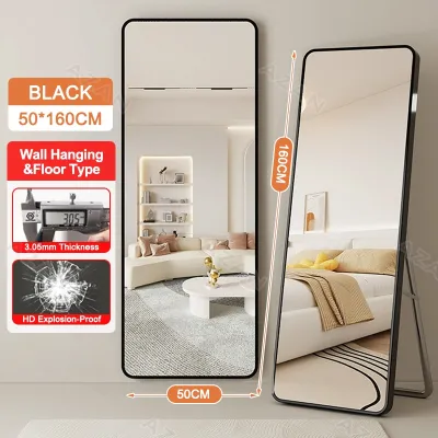 HD Mirror Full Length Mirror Whole Body Mirror Floor-to-ceiling Mirror with Bracket Fashiona 50*160cm