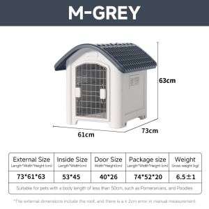 Large Dog House Outdoor Dog Cage with Adjustable Skylight Elevated Base Water Resistant  House