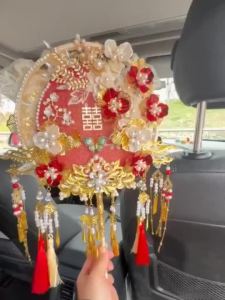 【Ship in 24H】团扇 双色双面团扇新娘结婚礼中式秀禾出嫁喜扇高级diy材料包成品扇子